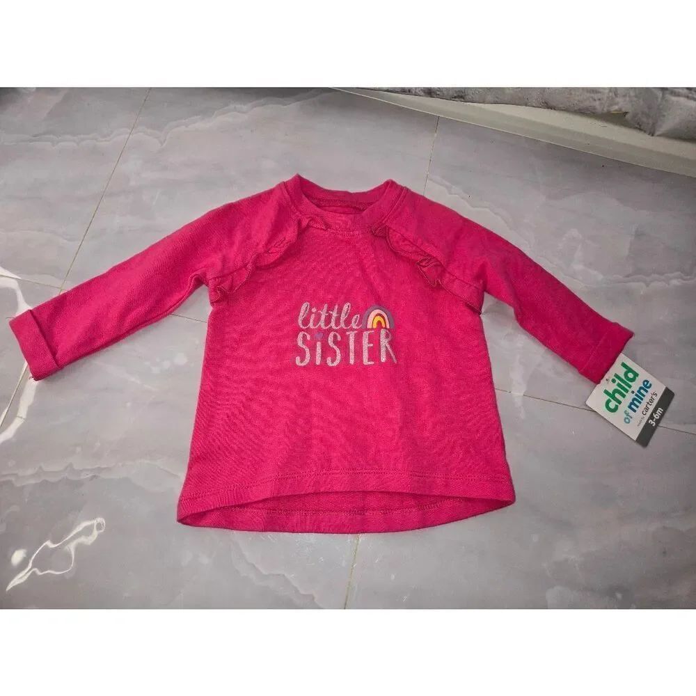 Carter's Girls Size 3-6 Months Fuschia "Little Sister" Top